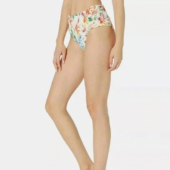 Lucky Brand Ivory Tropical High-Waist Bikini Bottom Swimsuit Plus Size 1X NWT - Picture 5 of 6
